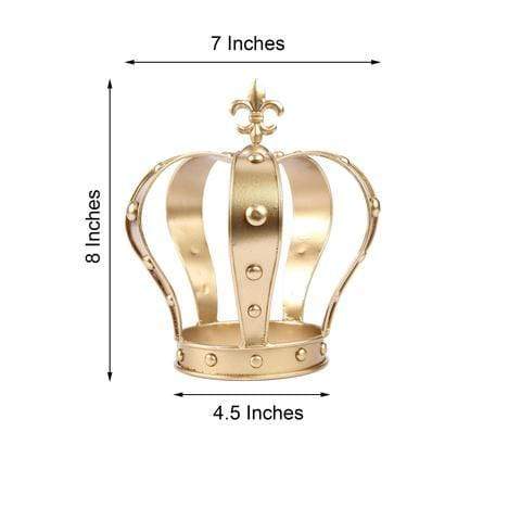 8" tall Metal Royal Crown Fleur-de-lis Cake Topper Party Centerpiece Decorations - Gold