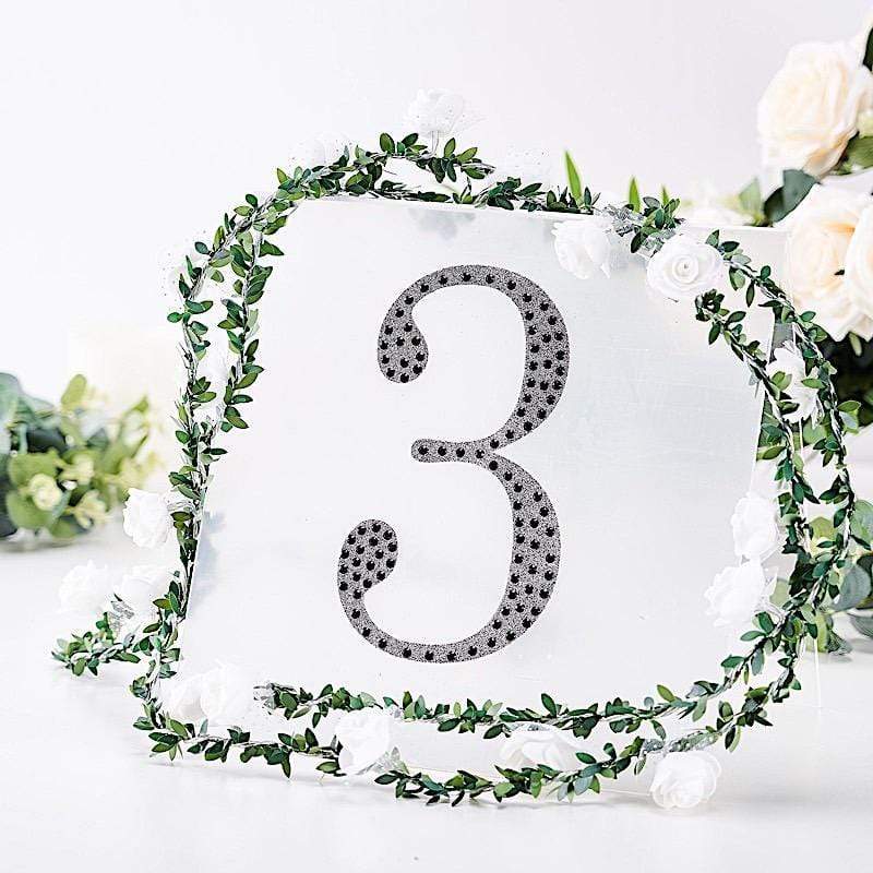 8" tall Number Self-Adhesive Rhinestones Gem Stickers - Black