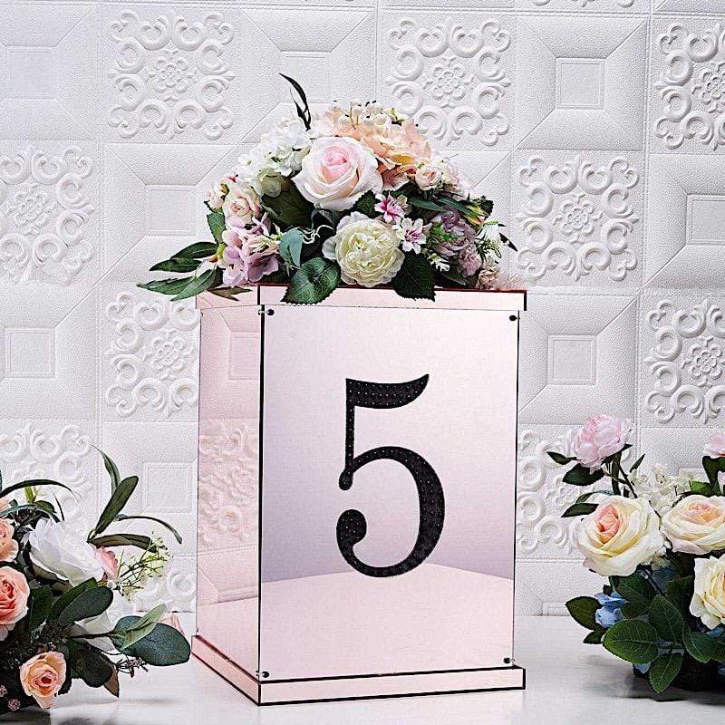 8" tall Number Self-Adhesive Rhinestones Gem Stickers - Black