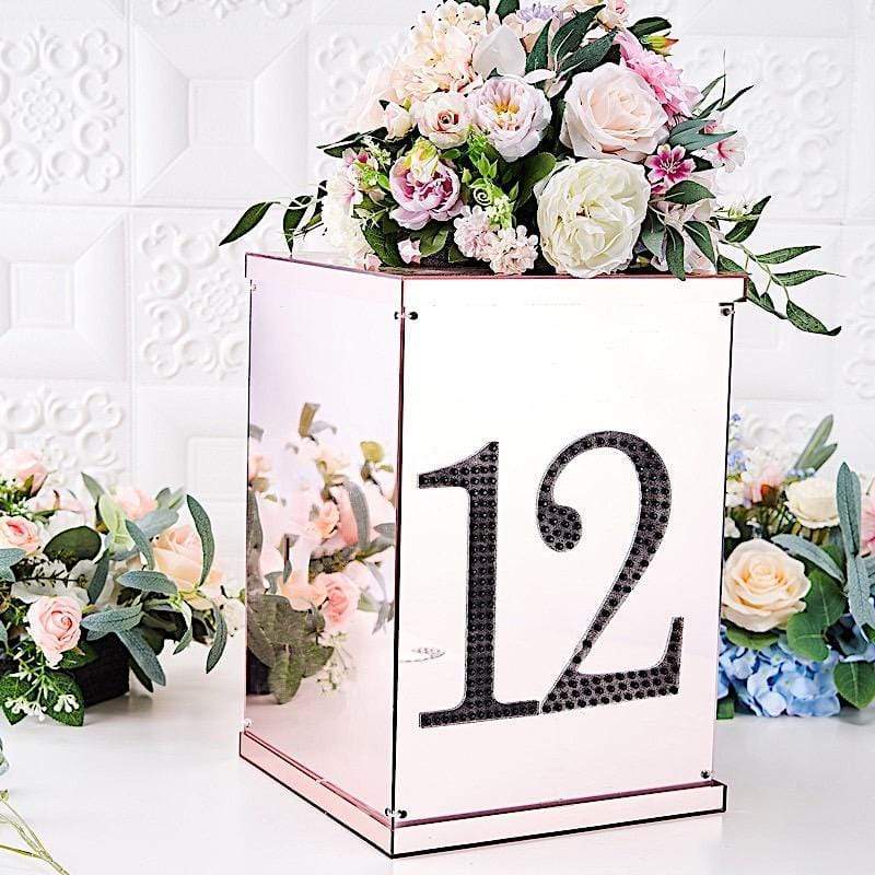 8" tall Number Self-Adhesive Rhinestones Gem Stickers - Black