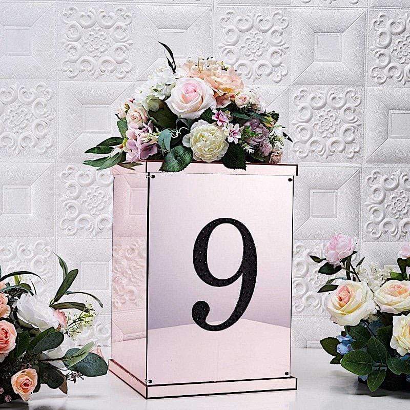 8" tall Number Self-Adhesive Rhinestones Gem Stickers - Black