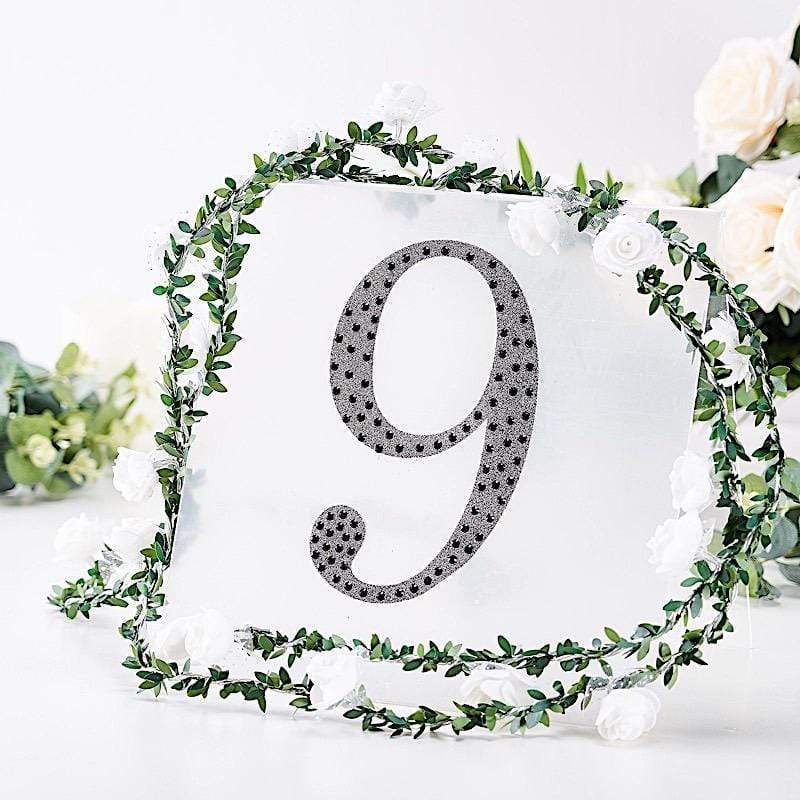 8" tall Number Self-Adhesive Rhinestones Gem Stickers - Black
