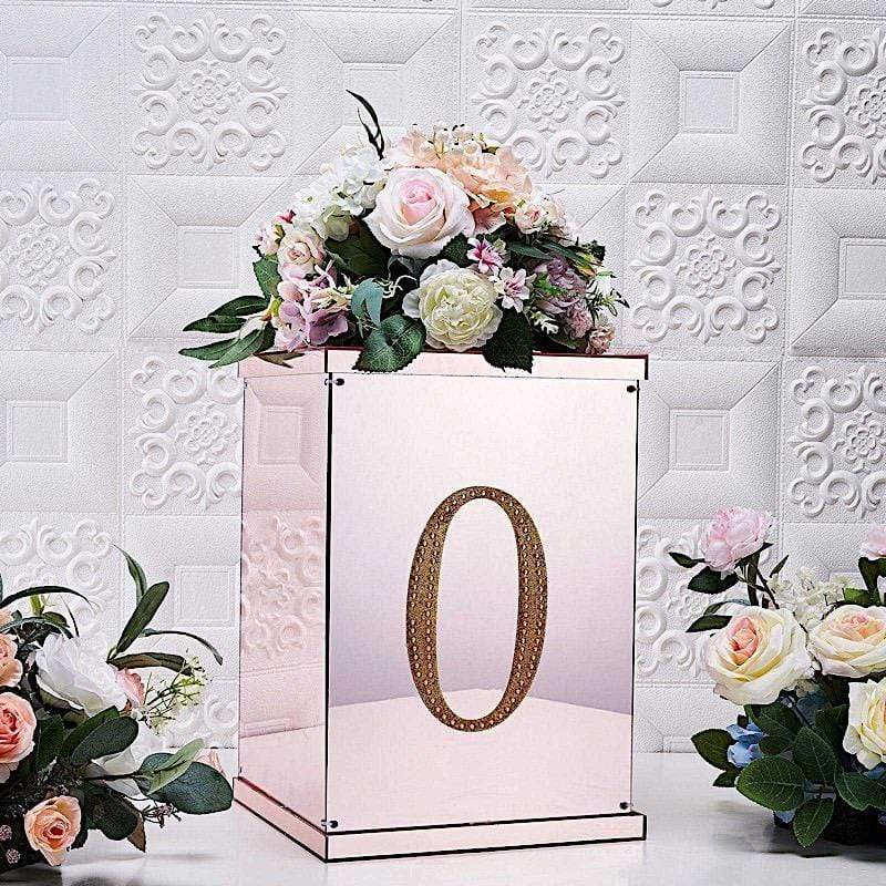 8" tall Number Self-Adhesive Rhinestones Gem Stickers - Gold