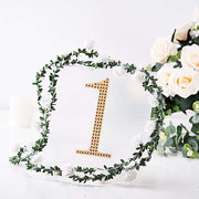 8" tall Number Self-Adhesive Rhinestones Gem Stickers - Gold