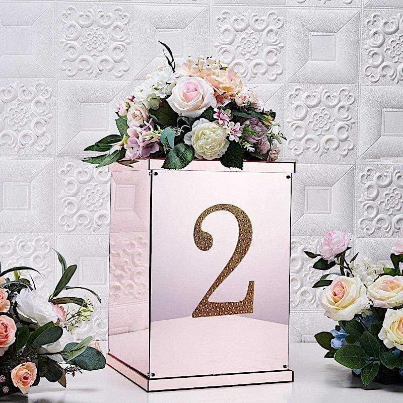 8" tall Number Self-Adhesive Rhinestones Gem Stickers - Gold