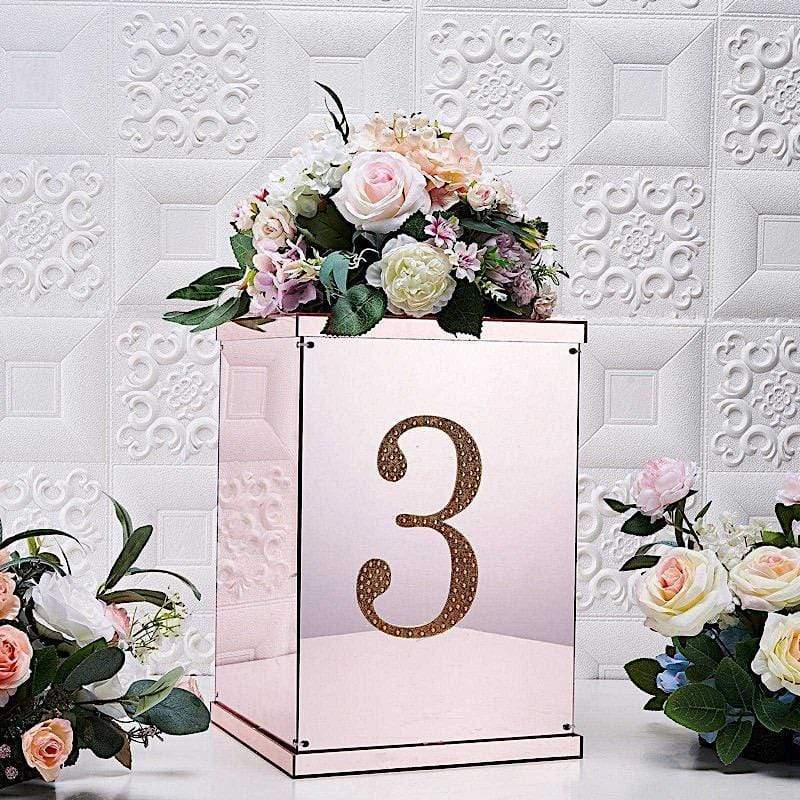 8" tall Number Self-Adhesive Rhinestones Gem Stickers - Gold