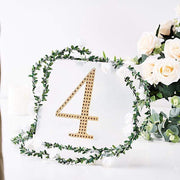 8" tall Number Self-Adhesive Rhinestones Gem Stickers - Gold