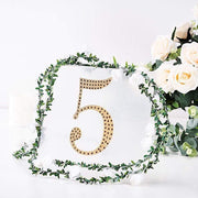 8" tall Number Self-Adhesive Rhinestones Gem Stickers - Gold