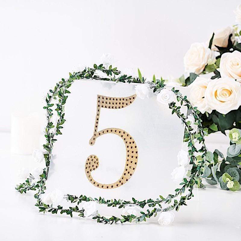 8" tall Number Self-Adhesive Rhinestones Gem Stickers - Gold