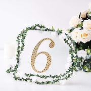 8" tall Number Self-Adhesive Rhinestones Gem Stickers - Gold
