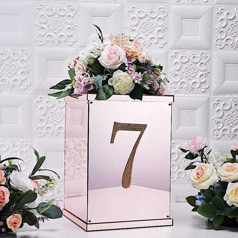 8" tall Number Self-Adhesive Rhinestones Gem Stickers - Gold