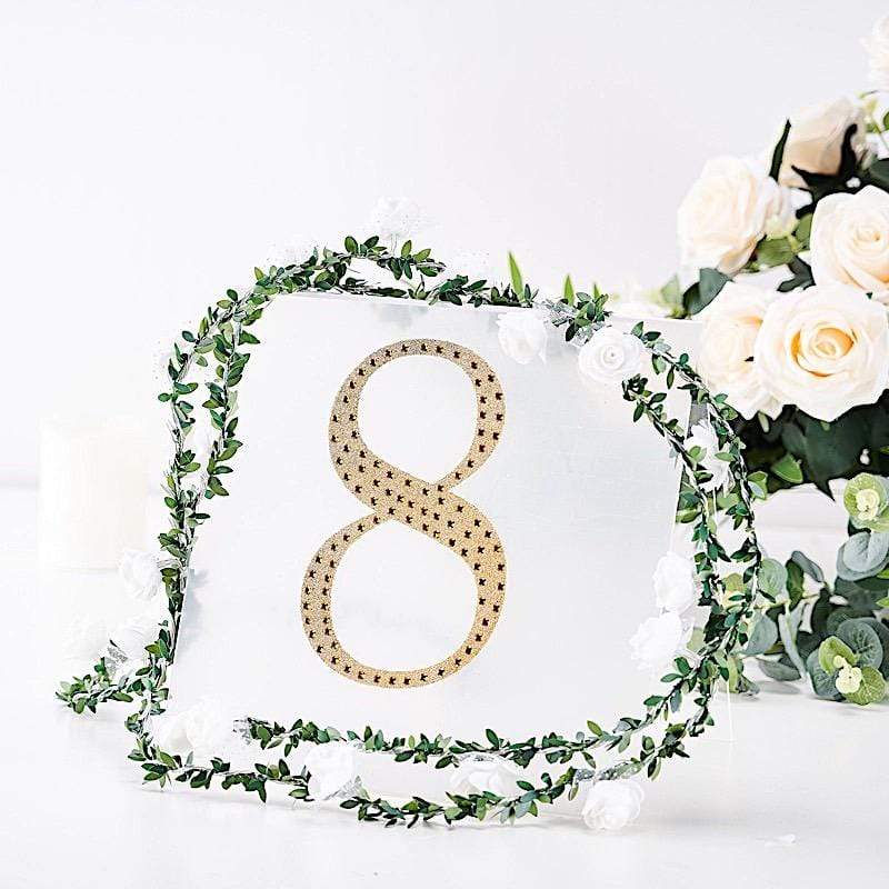 8" tall Number Self-Adhesive Rhinestones Gem Stickers - Gold