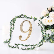 8" tall Number Self-Adhesive Rhinestones Gem Stickers - Gold