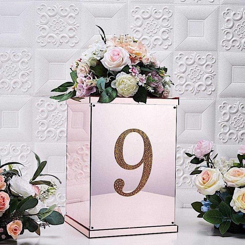 8" tall Number Self-Adhesive Rhinestones Gem Stickers - Gold