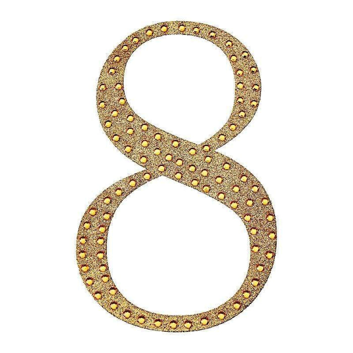 8" tall Number Self-Adhesive Rhinestones Gem Stickers - Gold DIA_NUM_GLIT8_GOLD_8