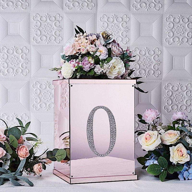 8" tall Number Self-Adhesive Rhinestones Gem Stickers - Silver