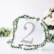 8" tall Number Self-Adhesive Rhinestones Gem Stickers - Silver