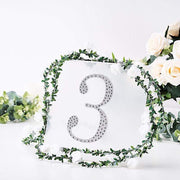 8" tall Number Self-Adhesive Rhinestones Gem Stickers - Silver