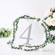 8" tall Number Self-Adhesive Rhinestones Gem Stickers - Silver