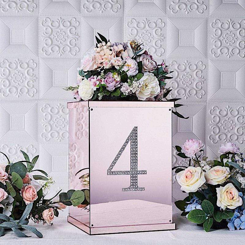 8" tall Number Self-Adhesive Rhinestones Gem Stickers - Silver