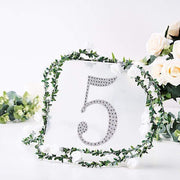 8" tall Number Self-Adhesive Rhinestones Gem Stickers - Silver