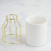 8" tall White Ceramic Flower Pot with Iron Wedding Vases - Gold IRON_VASE_001_8_WHGD