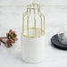 8" tall White Ceramic Flower Pot with Iron Wedding Vases - Gold IRON_VASE_001_8_WHGD