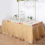 9 ft x 29" Tropical Raffia Plastic Hawaiian Table Skirt - Natural SKT_TROP01_NAT_9
