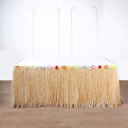 9 ft x 29" Tropical Raffia Plastic Hawaiian Table Skirt - Natural SKT_TROP01_NAT_9