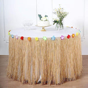9 ft x 29" Tropical Raffia Plastic Hawaiian Table Skirt - Natural SKT_TROP01_NAT_9