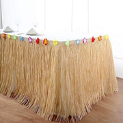 9 ft x 29" Tropical Raffia Plastic Hawaiian Table Skirt - Natural SKT_TROP01_NAT_9
