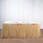 9 ft x 29" Tropical Raffia Plastic Hawaiian Table Skirt - Natural SKT_TROP01_NAT_9