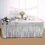 9 ft x 30" Disposable Metallic Foil Fringe Table Skirt