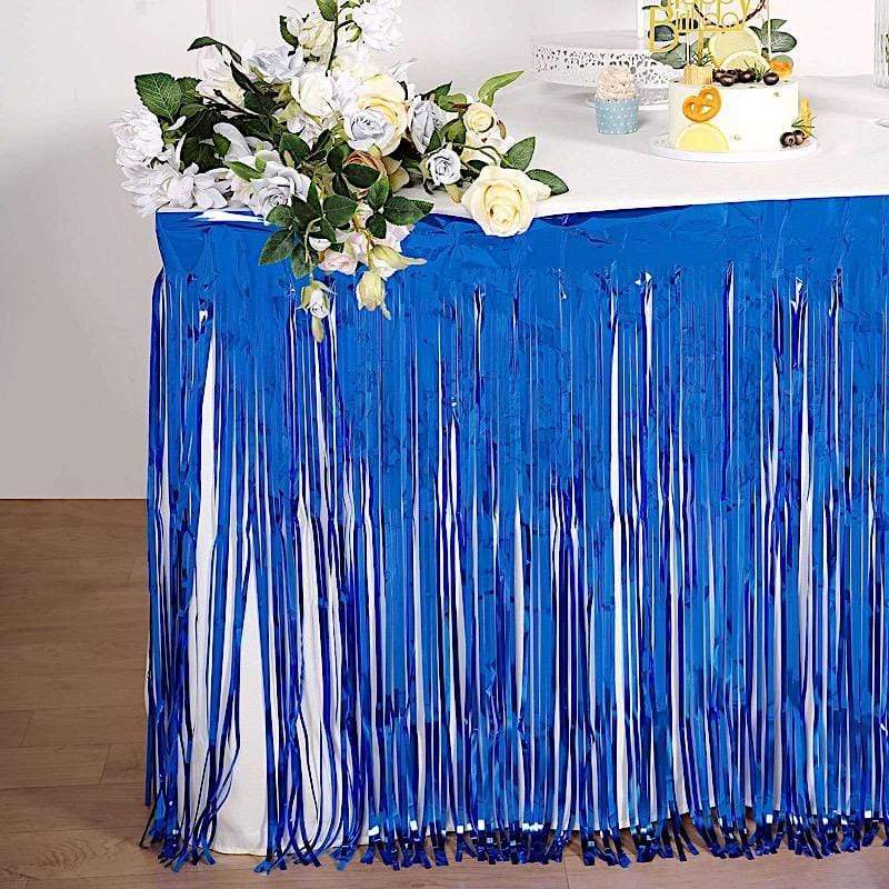 9 ft x 30" Disposable Metallic Foil Fringe Table Skirt