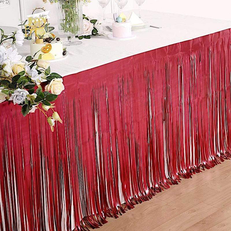 9 ft x 30" Disposable Metallic Foil Fringe Table Skirt