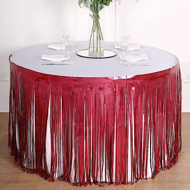 9 ft x 30" Disposable Metallic Foil Fringe Table Skirt