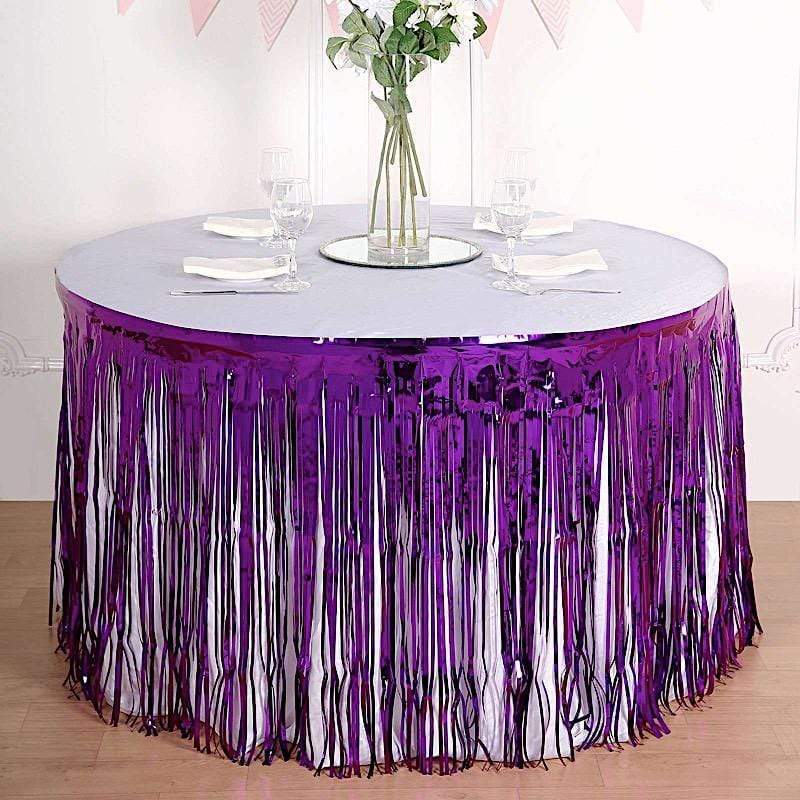 9 ft x 30" Disposable Metallic Foil Fringe Table Skirt