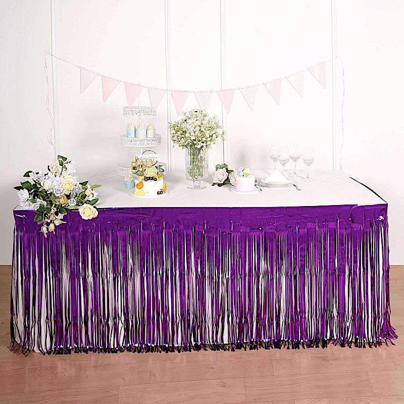 9 ft x 30" Disposable Metallic Foil Fringe Table Skirt
