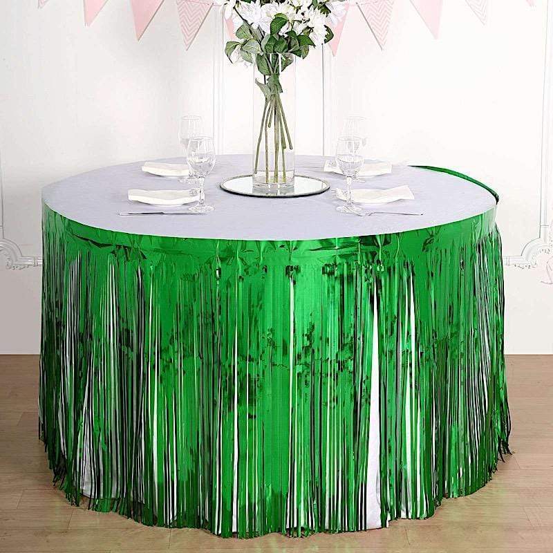 9 ft x 30" Disposable Metallic Foil Fringe Table Skirt