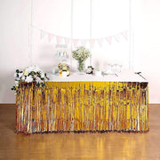 9 ft x 30" Disposable Metallic Foil Fringe Table Skirt