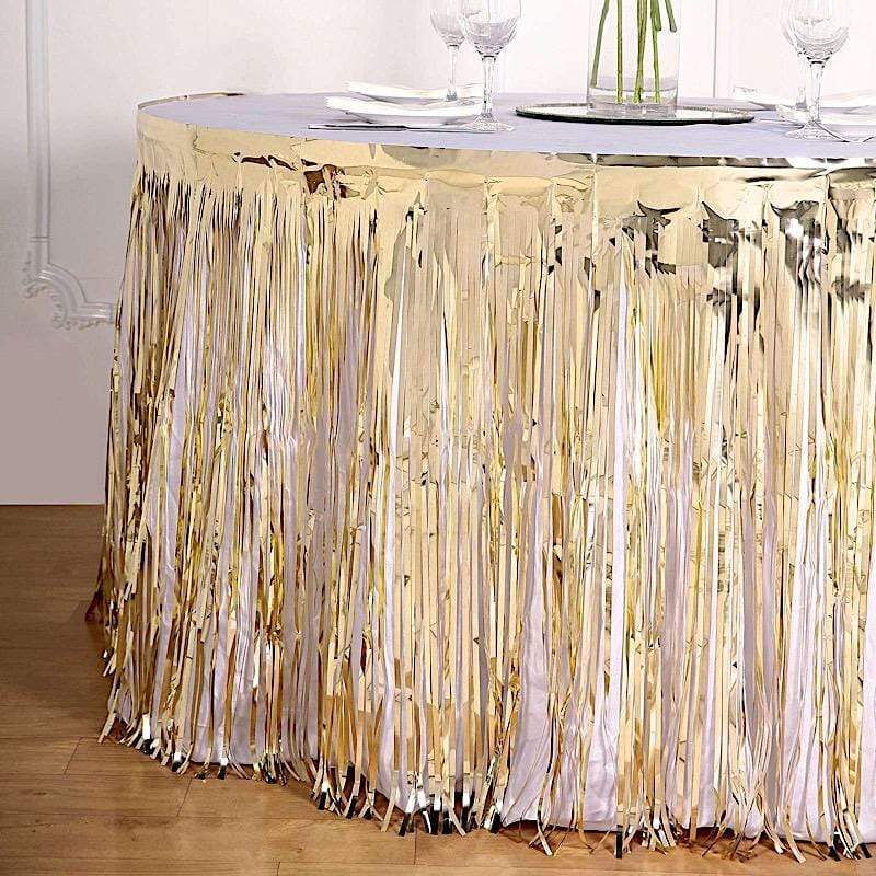 9 ft x 30" Disposable Metallic Foil Fringe Table Skirt