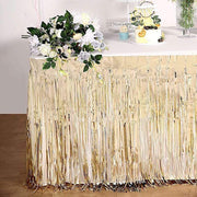 9 ft x 30" Disposable Metallic Foil Fringe Table Skirt