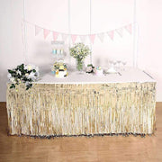 9 ft x 30" Disposable Metallic Foil Fringe Table Skirt