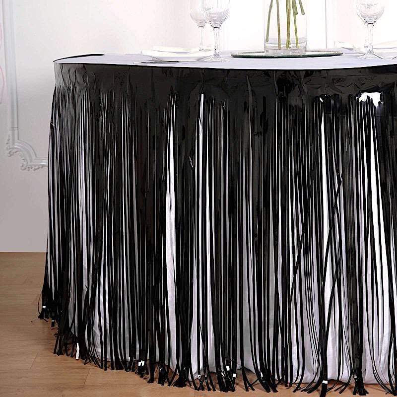 9 ft x 30" Disposable Metallic Foil Fringe Table Skirt