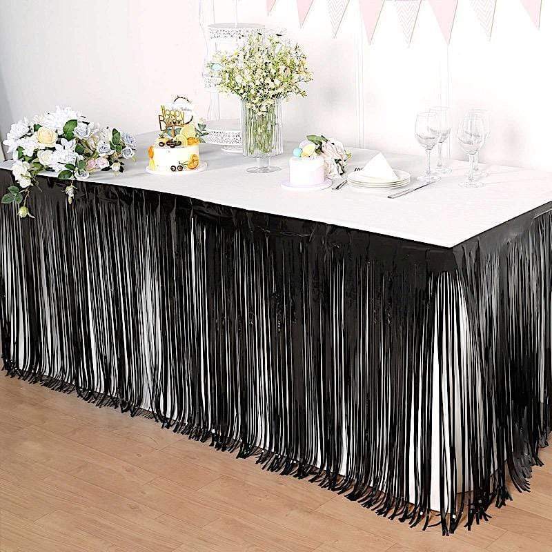 9 ft x 30" Disposable Metallic Foil Fringe Table Skirt