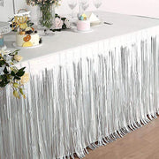 9 ft x 30" Disposable Metallic Foil Fringe Table Skirt
