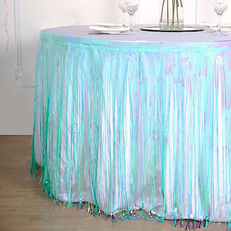 9 ft x 30" Disposable Metallic Foil Fringe Table Skirt