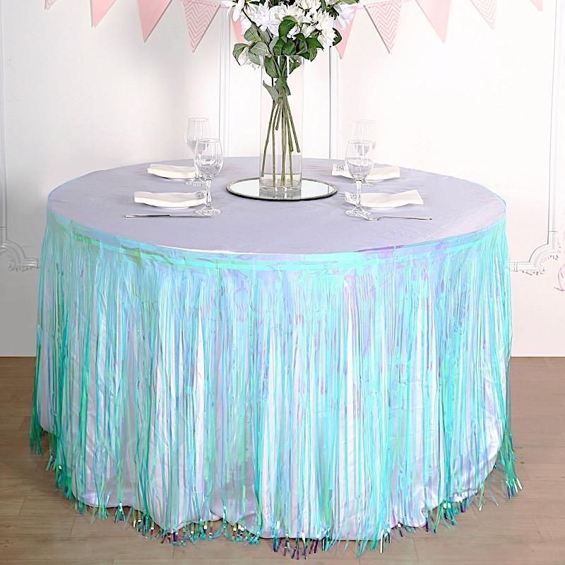 9 ft x 30" Disposable Metallic Foil Fringe Table Skirt
