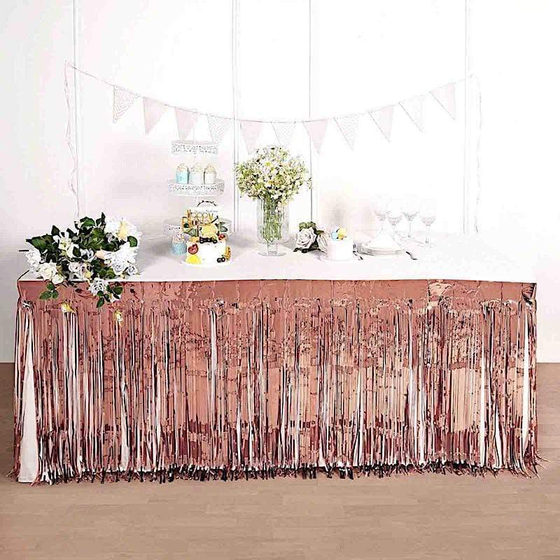 9 ft x 30" Disposable Metallic Foil Fringe Table Skirt