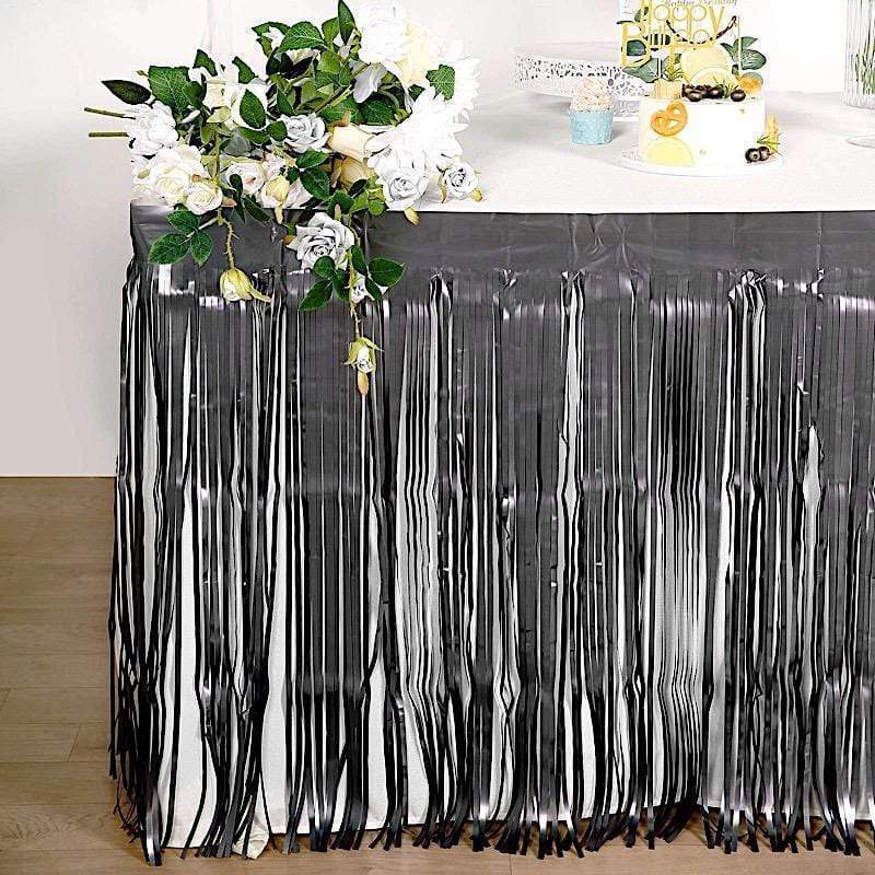 9 ft x 30" Disposable Metallic Foil Fringe Table Skirt